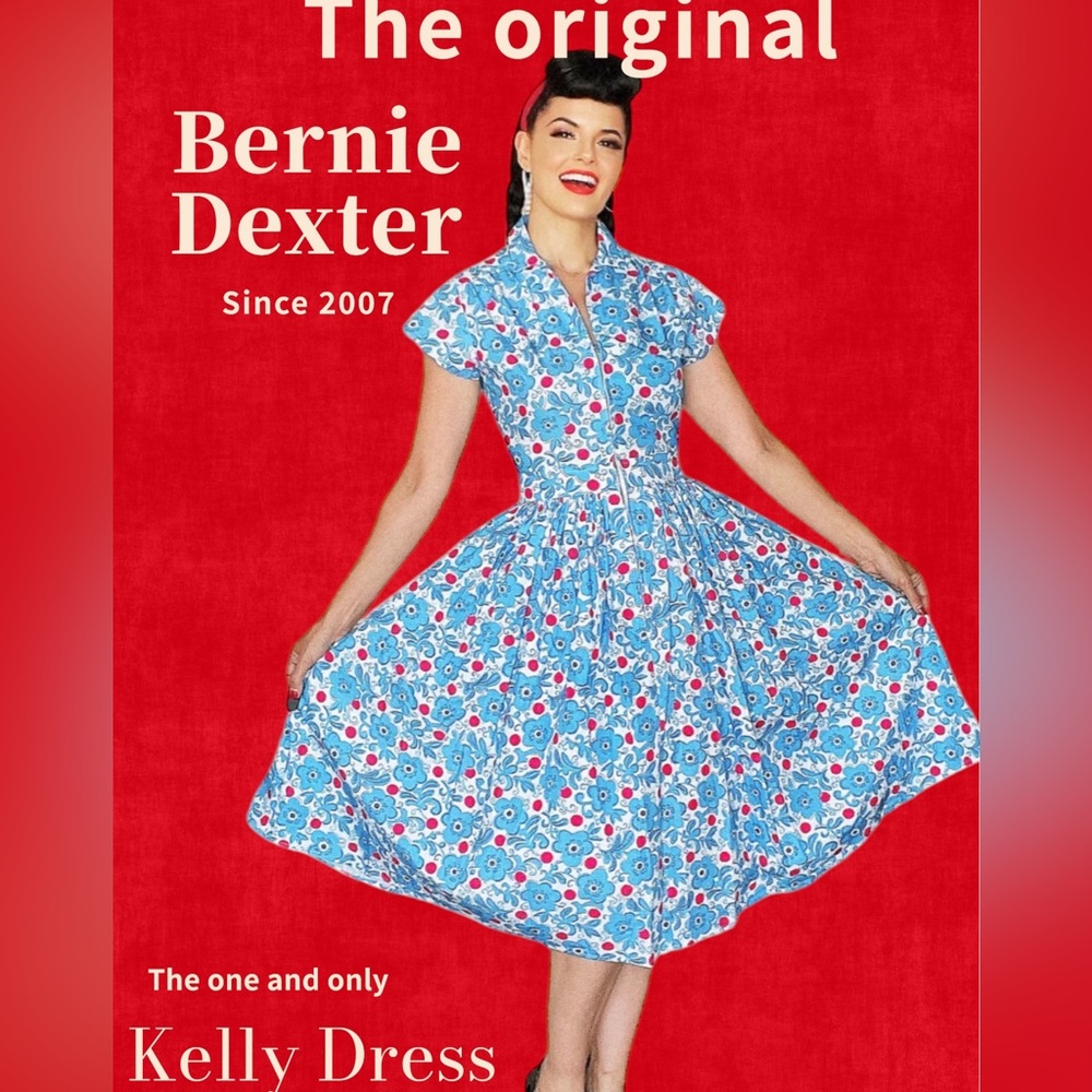 Bernie Dexter Plus Size Blue Floral Midi Dress 4XL